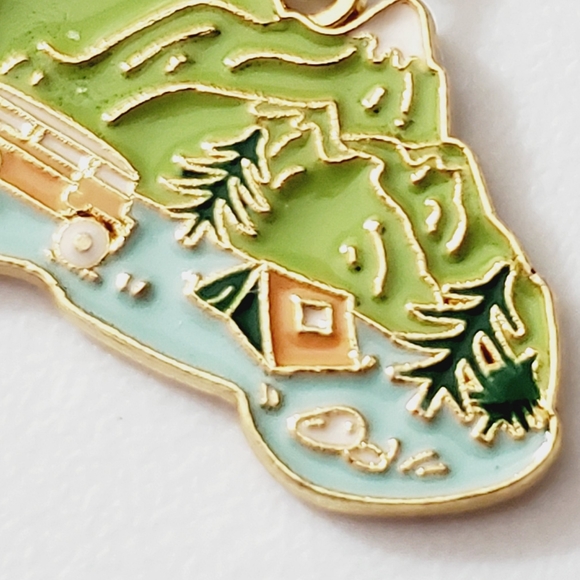 Earrings Camping van life nature handmade mountains Forrest enamel unique - Picture 5 of 11